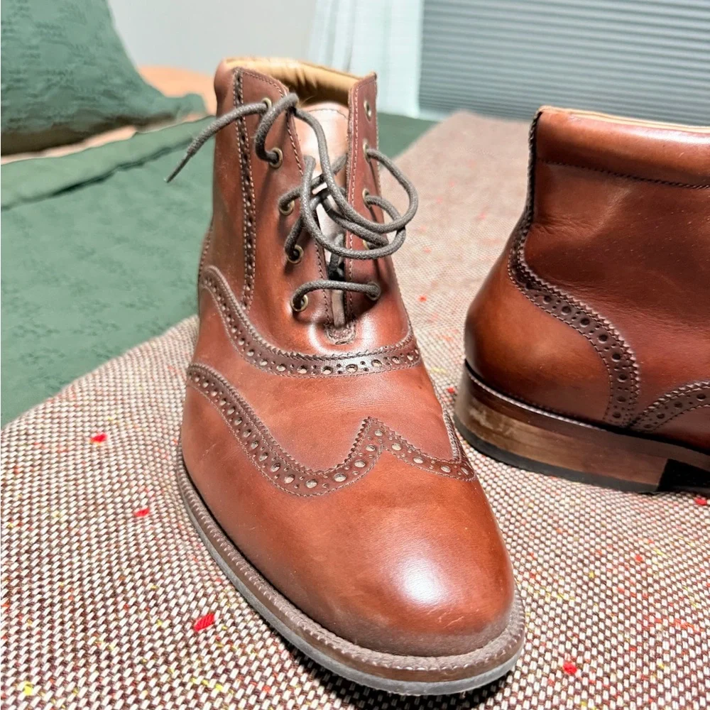 Cole Haan Brown Leather Wingtip Boots - Picture 4 of 5